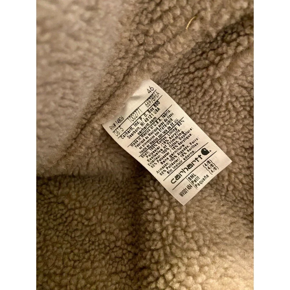 VTG Carhartt Vest WV001 454 Coastline Green Small Sherpa Lined Full Zip Blue - Picture 6 of 6